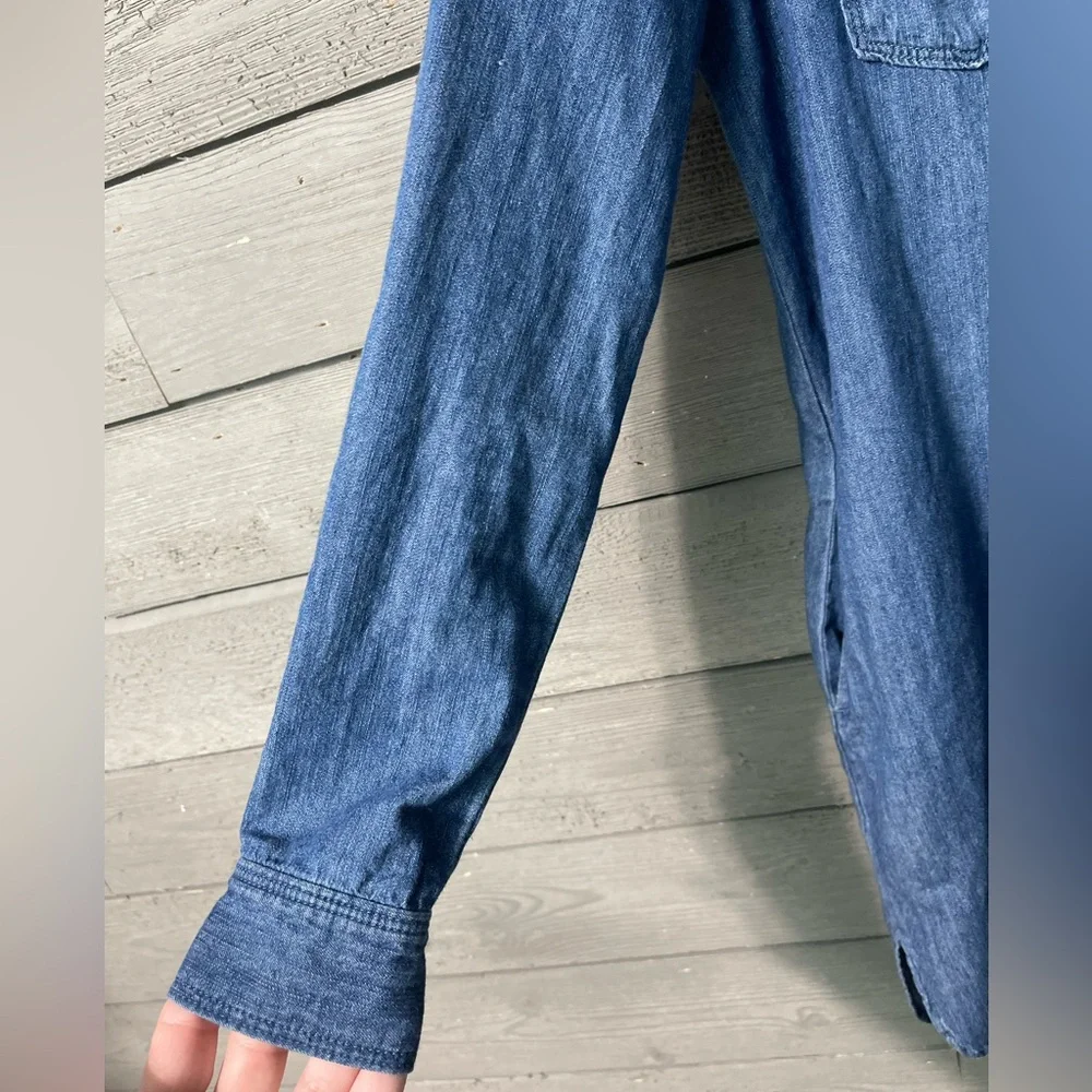 White House Black Market Long Sleeve Denim Button Up Jean Dress Sz 00 - Picture 4 of 15